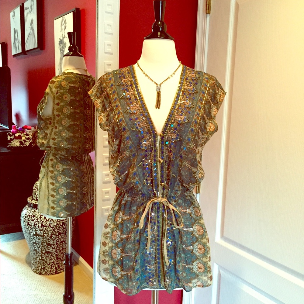 Anthropologie Beyond Vintage beaded tunic